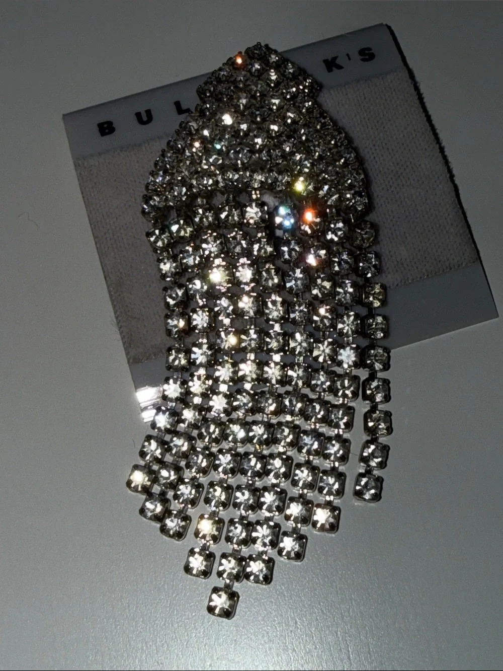 Bullocks department store Vintage long rhinestone fringe statement pin brooch